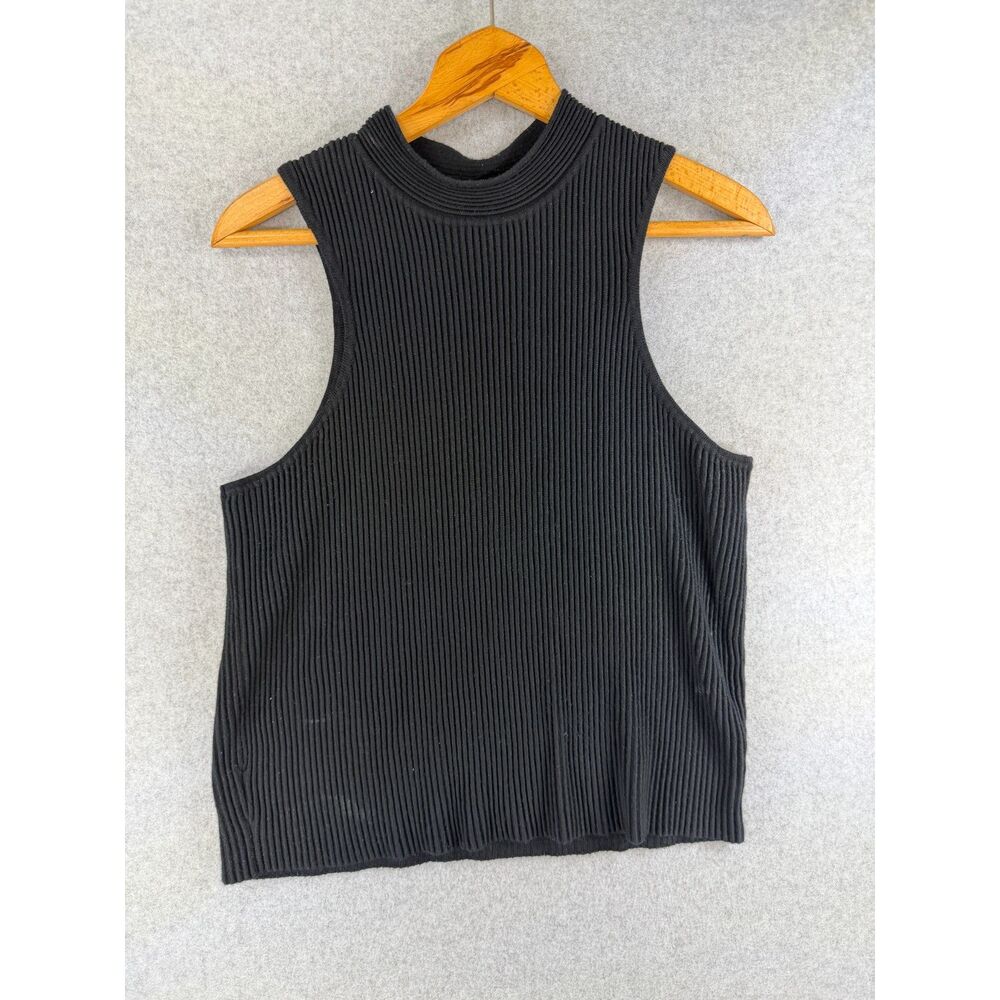 Worthington Women’s XXL Black Ribbed Mock Neck Sleeveless Knit Top 3701
